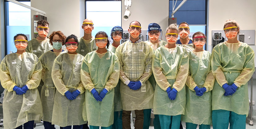 Staff from our COVID-19 screening clinic, dressed in protective equipment