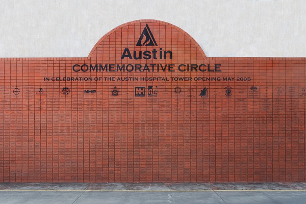 Shows the Commemorative Circle with messages on individual pavers