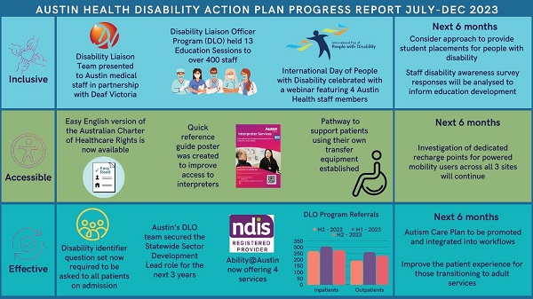 Shows the progress made on our Disability Action Plan, this content is described in text format below
