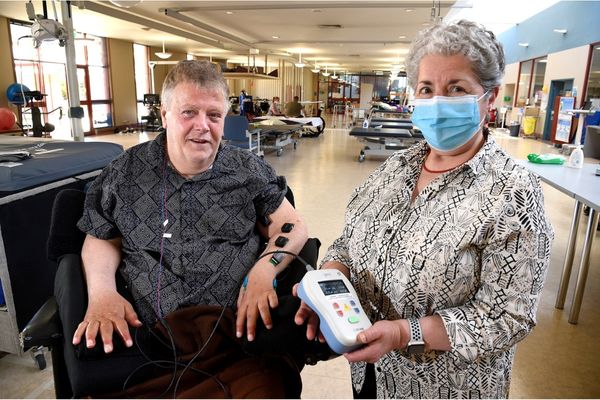 Professor Mary Galea and patient Brad