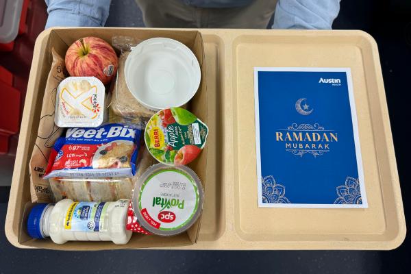 Breakfast meal tray during Ramadan
