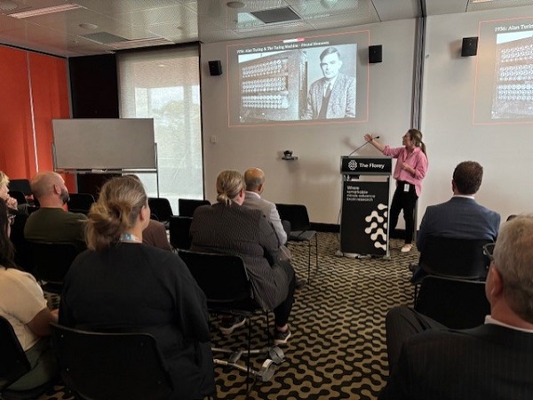 A/Prof Fiona Brownfoot presenting her keynote on the opening day of ResearchFest