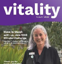 Detail of Vitality Autumn 2022 newsletter cover showing Associate Professor Sophie Adams