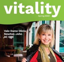 Detail of the Vitality Spring 2022 newsletter cover showing Dame Olivia Newton-John.