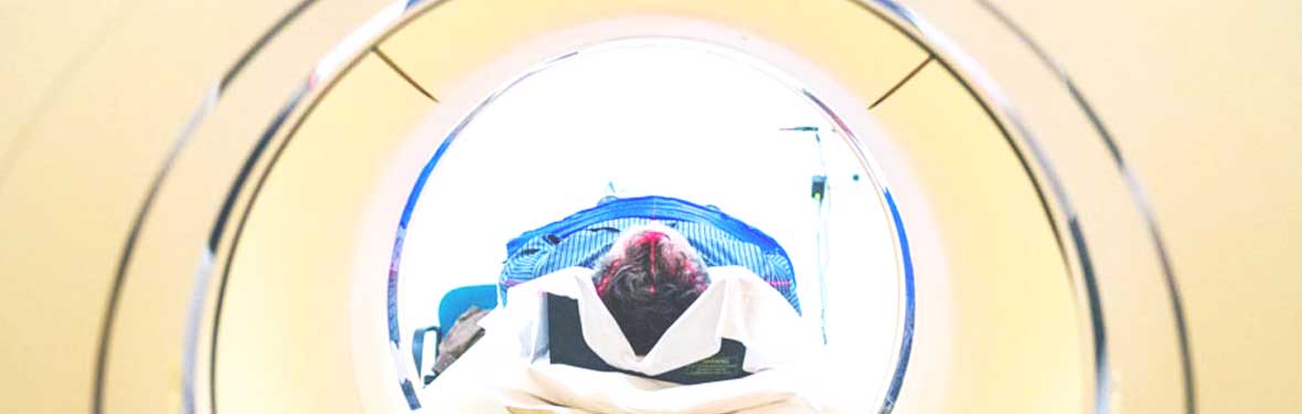 Patient having a PET scan