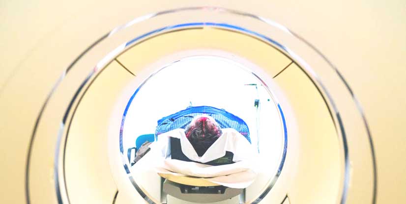 Patient having a PET scan