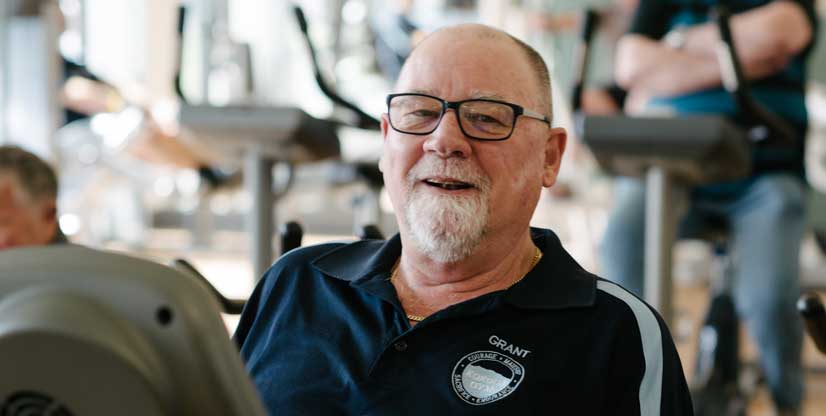 Veteran Grant works out in the Kokoda Gym