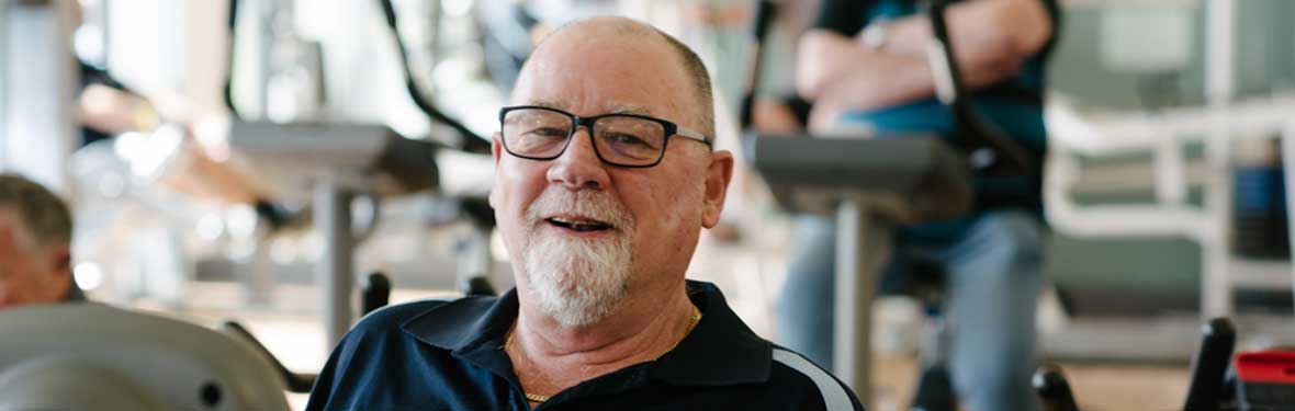 Veteran Grant works out in the Kokoda Gym